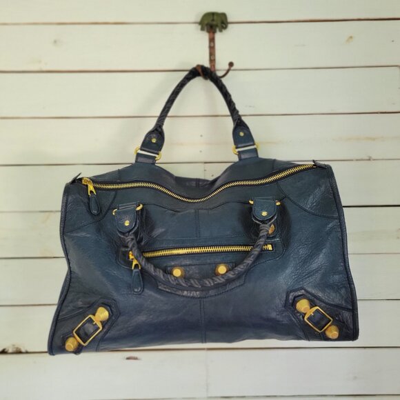 Balenciaga City Bag with Large Brass Hardware, Marine Blue - Picture 11 of 16